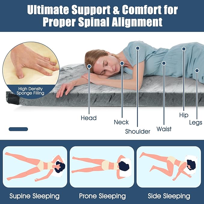 Goplus Memory Foam Camping Mattress, Portable Roll up Sleeping Pad w/Anti-Slip Bottom, Travel Bag, Single/Twin Waterproof Floor Mat, Guest Bed