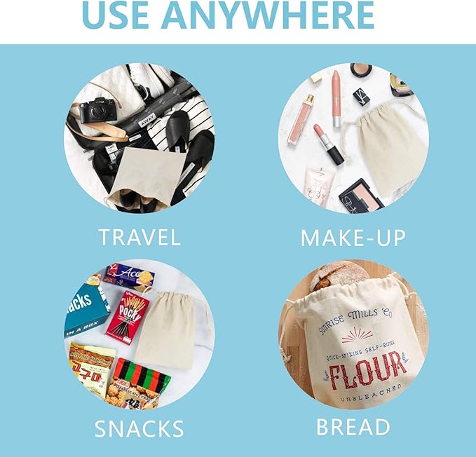 TOPDesign 6-Pack 14” x 17” Reusable Produce Bags, Muslin Bags with Drawstrings for Shopping & Storage, 100% Natural Cotton Bags, Washable, Biodegradable, Food Safe