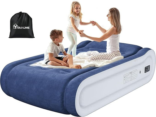 YITAHOME Twin Bed Mattress with Built-in High-Speed Pump, 17 Inch Inflatable Mattress with Integrated Pillow, Carrying Bag and Patch Tools, Elevated Inflatable Bed for Home Travelling Camping