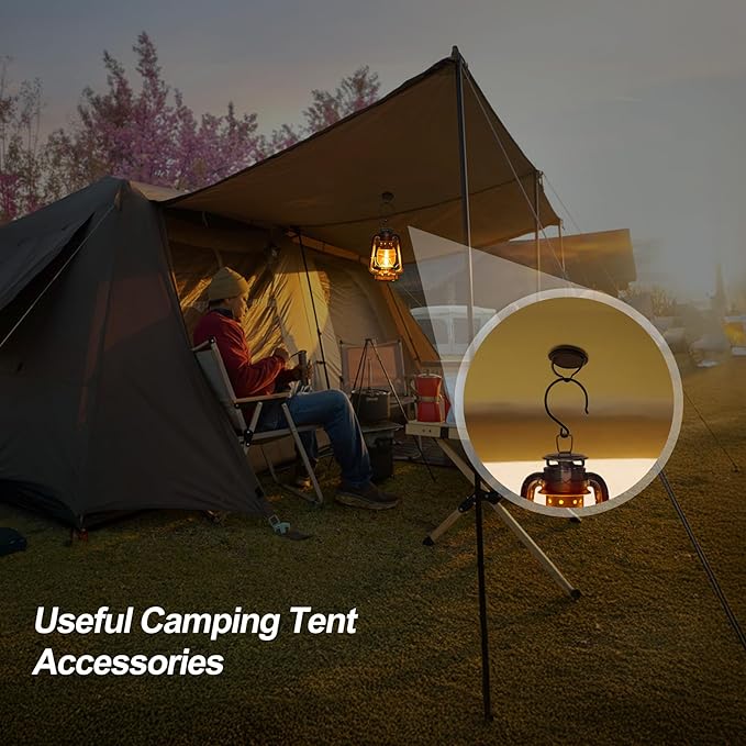 Strong Magnet Hooks for Camping Heavy Duty Tent Accessories 2pcs Magnetic Hook with 2 S-Hooks for Tent, Outdoor Hanger for Lanterns,Camping Essentials,Portable and Lightweight for Car,Boat