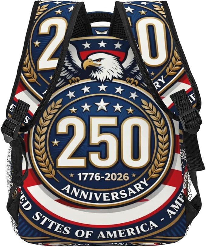 Daypack Backpack Polyester Multipurpose Anti-Theft 250th Anniversary 1776-2026 Patriotic Eagle Art Shoulder Bag Big Capacity Gym Outdoor Hiking Backpack With Smooth Zippers