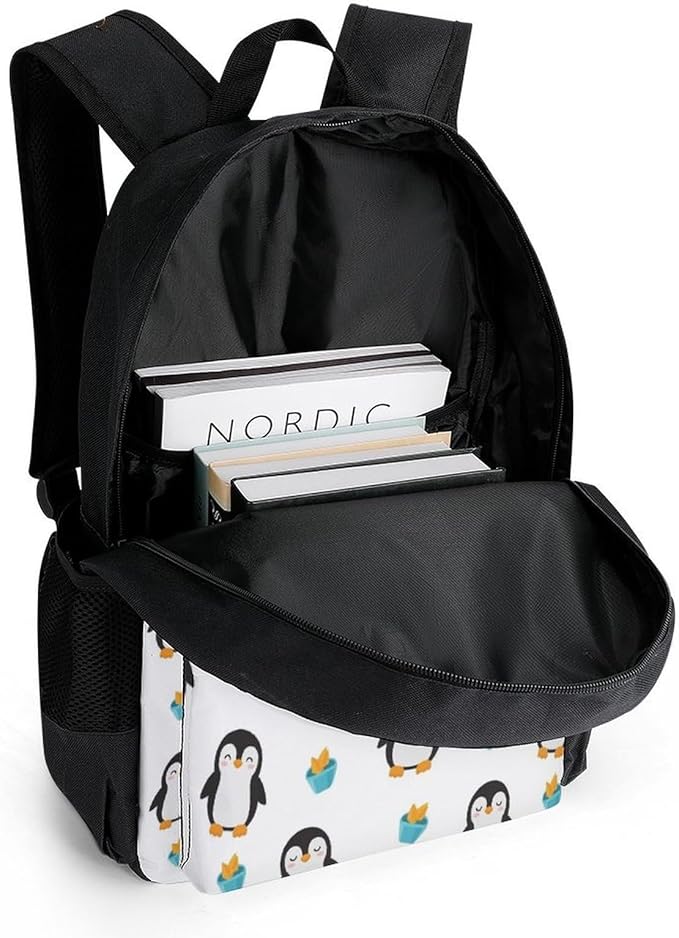 Men Women Lightweight Funny Dance Penguin Backpack Large Capacity Bookbag With Smooth Zippers for Gym Business Running