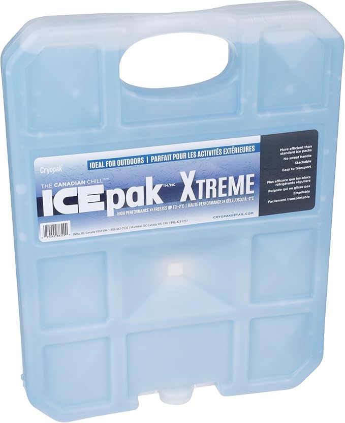 Cryopak ICEpak Extreme Large Hard Shell Reusable Ice Packs for Coolers and Lunch Box Use, Freezer Safe Gel Design, Medical Grade Cooling, Non-Toxic and BPA Free, Essential Travel Accessories