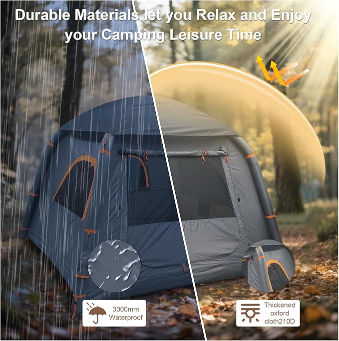 Inflatable Tents for Camping,2/4 Person Easy Setup Blow Up Tents for 4 Seasons Waterproof InflatableTent for Camping, Air Glamping Tents for Camping Adult
