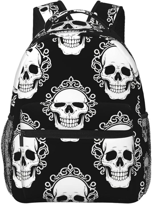 Rucksack Polyester Anti-Theft Multipurpose Vintage Skull Carry On Bag Large Capacity Travel and Sport Backpack Rucksack With Smooth Zippers