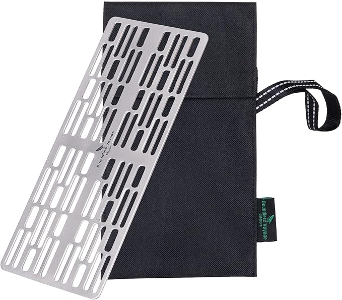 Boundless Voyage Mini Size Durable Titanium Charcoal BBQ Grill Plate Include a Carry Bag for Outdoor Camping Beach