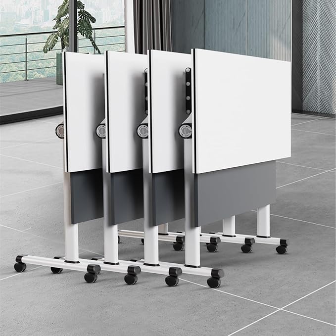 2Packs Conference Room Table Foldable, Rectangular and Space-Saving Desk for Meetings, Offices, and Classrooms Heavy Duty, Sturdy Construction Easy Setup (White 61 * 19.6 * 29.5Inch)