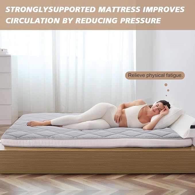 Full Size Futon Mattress - Extra Thick Foldable Japanese Floor Mattress - Memory Foam Sleeping Pad for Adults - Tatami Mat Suitable for Camping & Guest -Diamond Gray