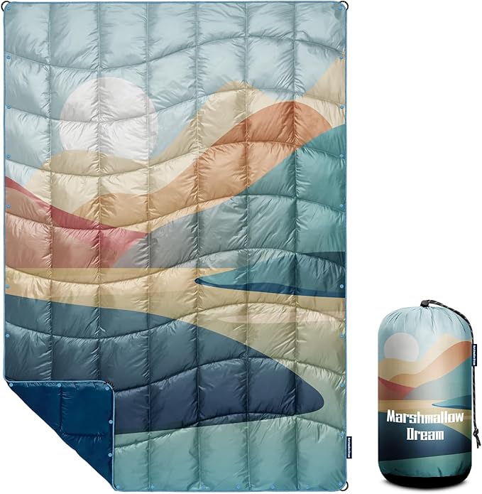 Camping Blanket, Puffy Down Alternative Blanket Lightweight Windproof for Outdoors,Hiking, Backpacking,Beach,Car,Picnic,Stadium