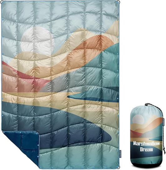 Camping Blanket, Puffy Down Alternative Blanket Lightweight Windproof for Outdoors,Hiking, Backpacking,Beach,Car,Picnic,Stadium
