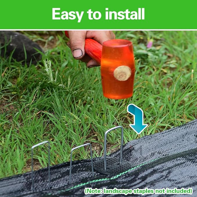 Bakulyor 50pcs Garden Staples Plastic Buffer Washer, Landscape Staple Stakes Gaskets, Yard Pins Gasket for Weed Barrier Fabric, They Keep The Barrier from Ripping & Create a Sturdier Hold - Black