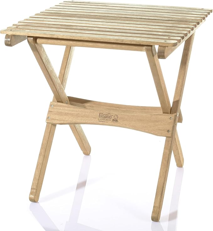 BYER OF MAINE Pangean Folding Wooden Side Table – 22" L x 20" W x 20" H, Folding Ash Wood Table for Patio, Porch, Balcony, Camping & Garden Use