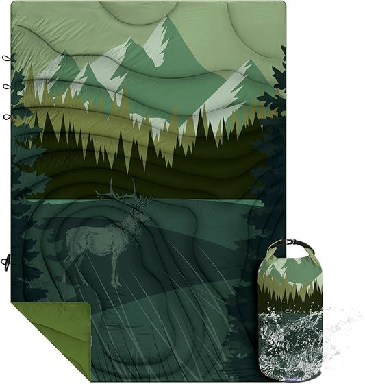 Camping Blanket Puffy - Outdoor Stadium Blanket Wearable, Lightweight, Packable, Machine Washable Camping Quilt for Traveling, Picnic, Beach, Party