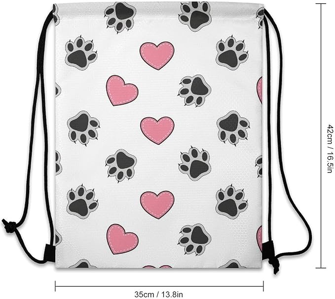 Yoga Drawstring Bag Gym Sackpack String Backpack Waterproof for Sports Beach Swimming Lightweight Men Women, Cat And Dog Paw Print With Claws Bags
