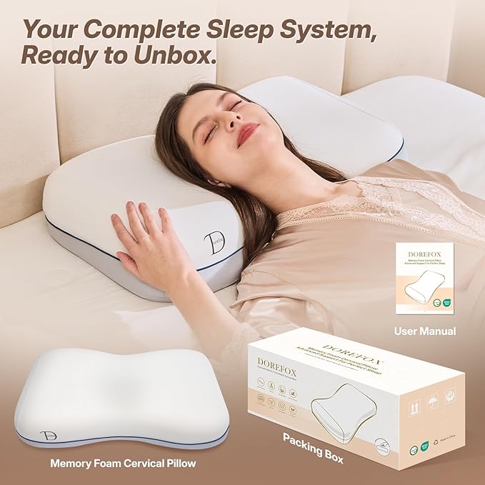 Cervical Neck Pillow for Neck & Shoulder Support, Adjustable Memory Foam Pillow with Customizable Height and Firmness, Ergonomic Pillow for Side, Back，Stomach and Combination Sleepers