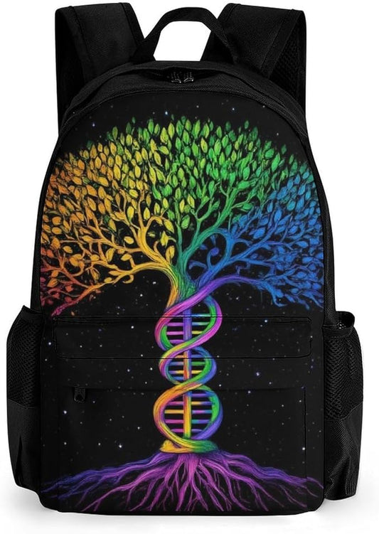 Adults Lightweight Dna Tree Of Life Art Shoulder Book Bags Big Capacity Shoulder Bag With Adjustable Shoulder Straps for Trekking Work Walking Cycling