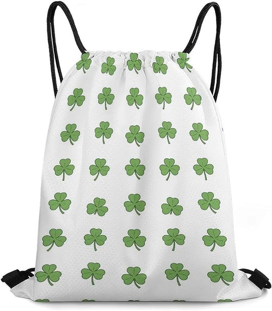 Beam Backpack Drawstring Sack Large Capacity for Soccer Basketball Sports Workout Equipment Travel, Lucky Clover Shamrock Bags