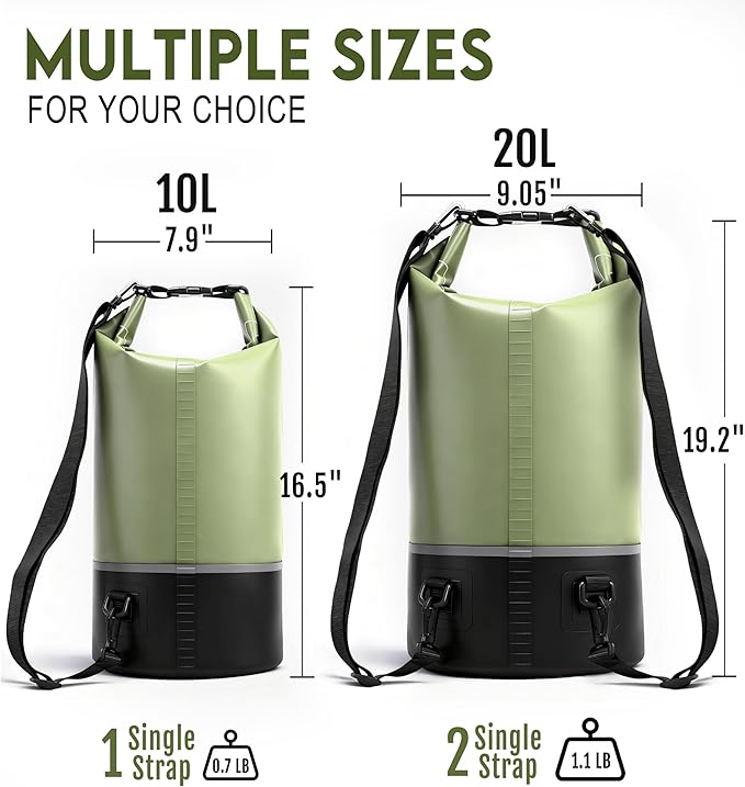 Soulsfeng Waterproof Dry Bag Roll Top Lightweight Dry Backpack for Boating, Kayaking, Travel, Beach, Swimming, Hiking & Camping - Floating Dry Sack with Adjustable Shoulder Straps 10L