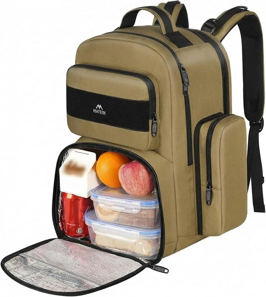 MATEIN Lunch Backpack for Men, 15.6 Inch Travel Laptop Backpack Insulated Cooler Bag Lunch box Rucksack, Extra Large Water Resistant College Work Computer Daypack Gifts for Men