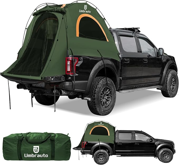 Truck Bed Tent 5.5' ~ 5.8', Upgrade Quick Setup Truck Tent for Camping, 3000mm Waterproof Pickup Truck Tent for 2 Person, Ford, GMC, Toyota, Chevy, Dodge, Nissan
