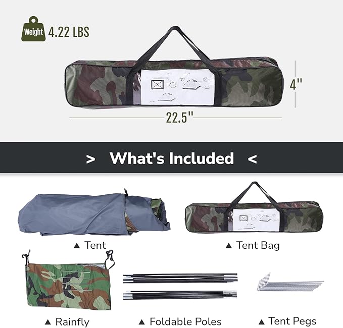 Outvita Camping Dome Tent, 1-4 Person Waterproof Windproof Easy Setup Spacious Family Tents with Carry Bag & Rain Fly for Hiking Backpacking Traveling Glamping Beach