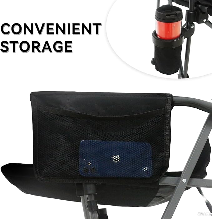 Portable Camping Chairs- Lightweight,Back with Side Pockets & Cup Holder,Large Foldable Camping Chair for Tailgating, Firepits,Fishing, Hiking, Travel, Picnic, Beach Patio, & More