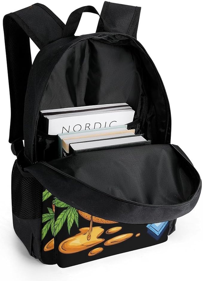 Daypack Backpack Anti-Theft Multipurpose Big Capacity Bookbag, Mushrooms Trippy Hamburger Art Business Computer Bag With Side Pockets