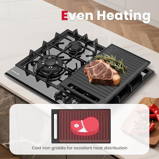 GASLAND 2-in-1 Reversible Cast Iron Grill/Griddle 16.7''x9.7"