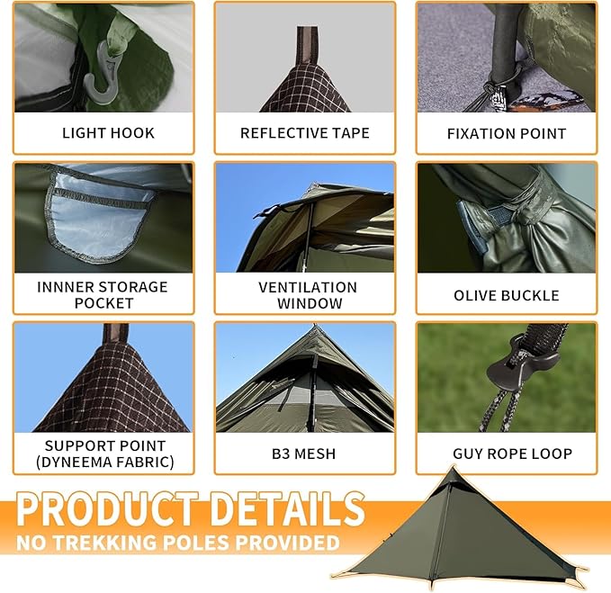 TENPLAY Backpacking Tent,Lightweight Camping Tent 2 Person,Ultralight Hiking Tent,Nylon,Waterproof,Windproof,Easy Setup,4 Season Trekking Tent for Mountaineering Camping Hiking Climbing