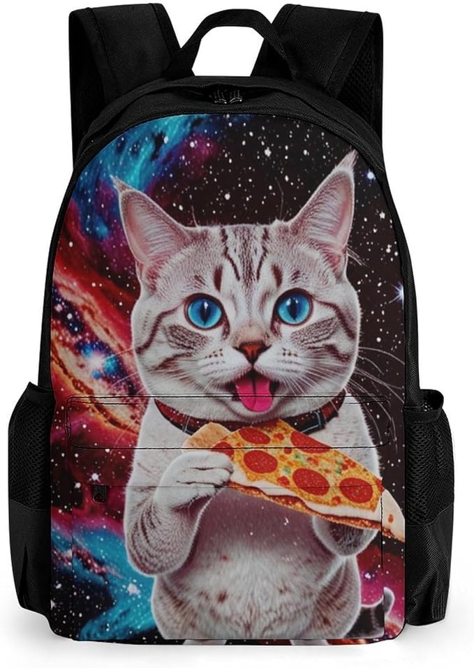 Supdreamc Lightweight Daypack Backpack for Trekking Work Running, Big Capacity Multipurpose Anti-Theft Bookbag, Galaxy Taco Cat Pizza Business Computer Bag