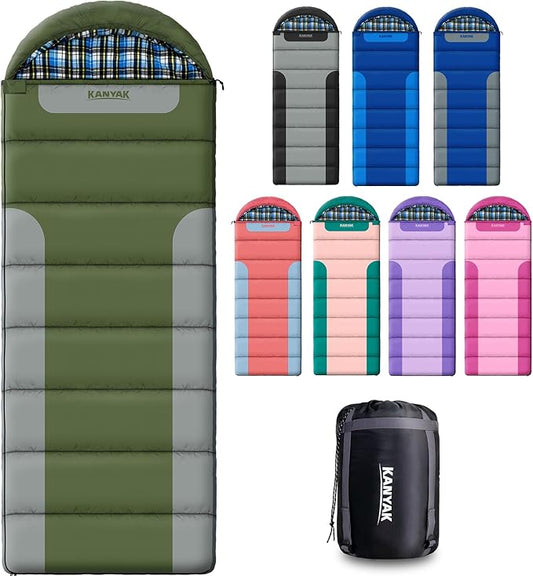 Cotton Flannel Liner Sleeping Bag for Adults Teens Kids, Cold Weather &Warm, 3 Seasons, Lightweight Compact Camping Essentials Equipment, Hiking, Outdoor, Travel