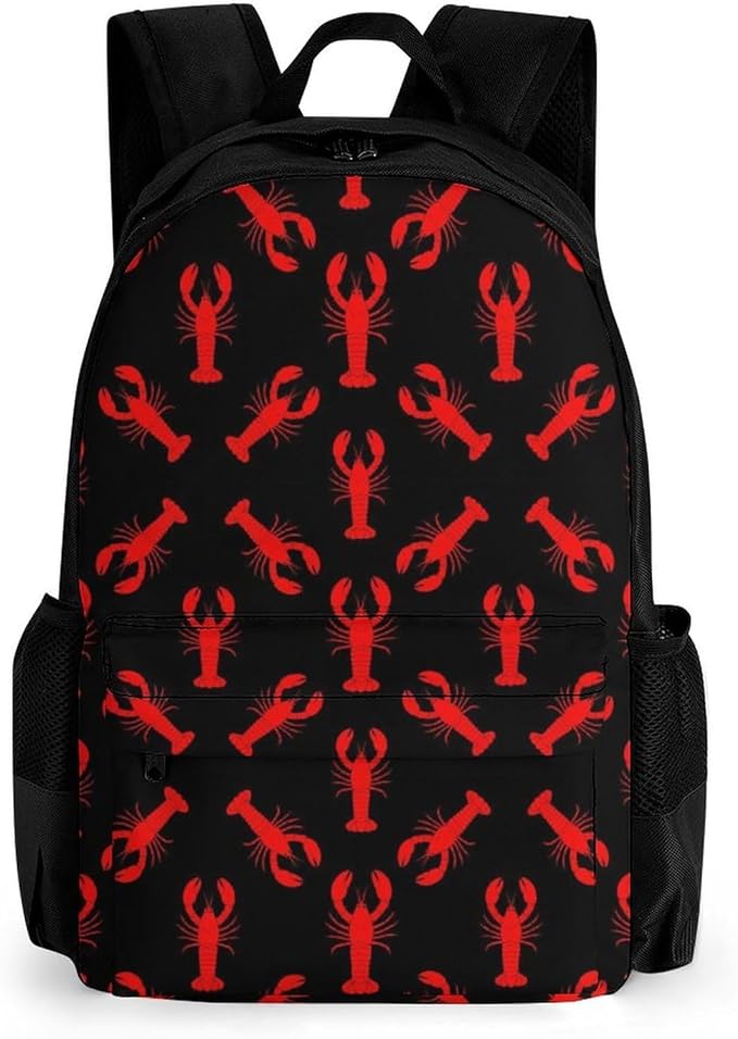 Lightweight Daypack for Camping Business Walking Cycling, Large Capacity Anti-Theft Multipurpose Bookbag, Red Lobster Black Gym Outdoor Hiking Backpack