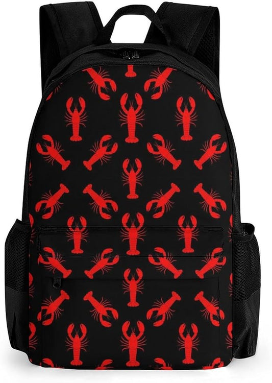 Lightweight Daypack for Camping Business Walking Cycling, Large Capacity Anti-Theft Multipurpose Bookbag, Red Lobster Black Gym Outdoor Hiking Backpack