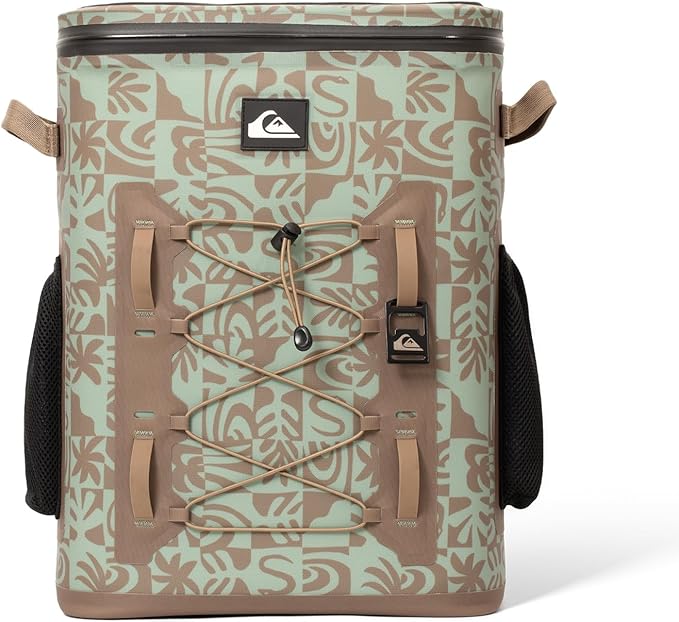 Quiksilver Welded Bungee Backpack Cooler, 30L/36 Cans, 48-72 Hours Insulation, Leakproof & Waterproof IPX7 Rated, Heavy-Duty 600D TPU, Adjustable Straps
