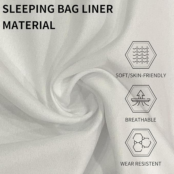Mountainlodge Sleeping Bag Liner for Warm Weather Seasons with Carry Bag - Protable,Lightweight and Skin-Friendly Sleeping Bag for Camping,Hiking and Backpacking.