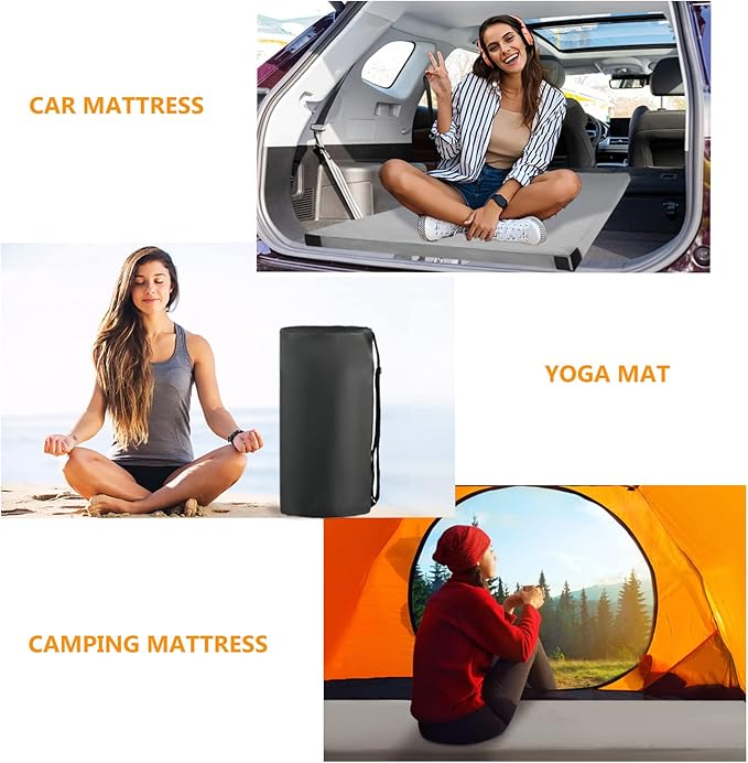 MARSTAR Memory Foam Camping Mattress, Portable Sleeping Mat Pad for Floor, Tent & Car, Lightweight Roll Up Mattress for Adult Kids, Cot Mattress Guest Bed w/Waterproof Cover, Travel Bag, Small Single