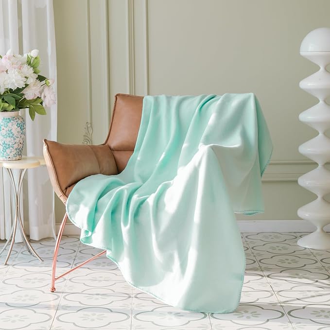 CAI TENG Fleece Throw Blankets Blanket Lightweight Warm Soft Cozy Kids Pet-Friendly Bulk Fleece Blanket Solid for Home, Bed, Sofa, Dorm, Office, Gifts, Outdoor Mint 6 Pack 50 x 60 inch