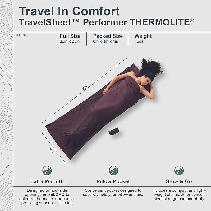COCOON - Premium - TravelSheet -Thermolite - Volcano Grey - Regular