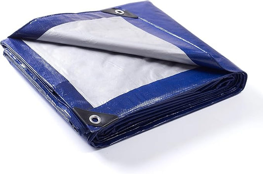 GUARD SHIELD Tarp 10x12 Feet Waterproof Blue/Silver Tarps 8Mil Multi Purpose UV Resistant Cover for Outdoor,Camping,Tent,Boats