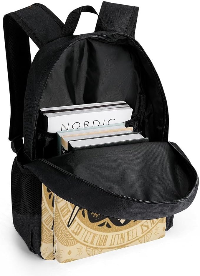 Daypack Backpack Anti-Theft Multipurpose Big Capacity Bookbag, Gold Freemason Freemasonry Masonic Art Business Computer Bag With Side Pockets