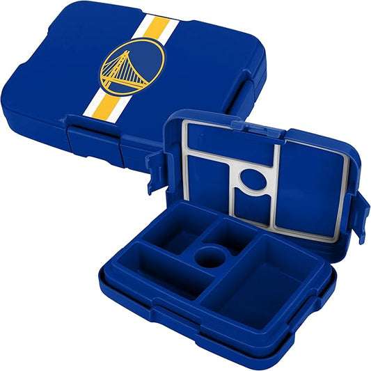 FOCO NBA Unisex-Adult Officially Licensed Team Color Stripe Primary Logo Basketball Leak Proof 5 Compartment Bento Lunch Box - Golden State Warriors