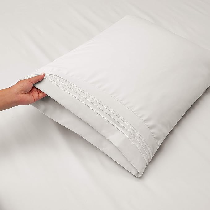 Clara Clark Flex Top King Sheets, 6 Piece Set - Hotel Luxury Sheets for Top Split King Bed, Super Soft Bedding Set, Head Split King White