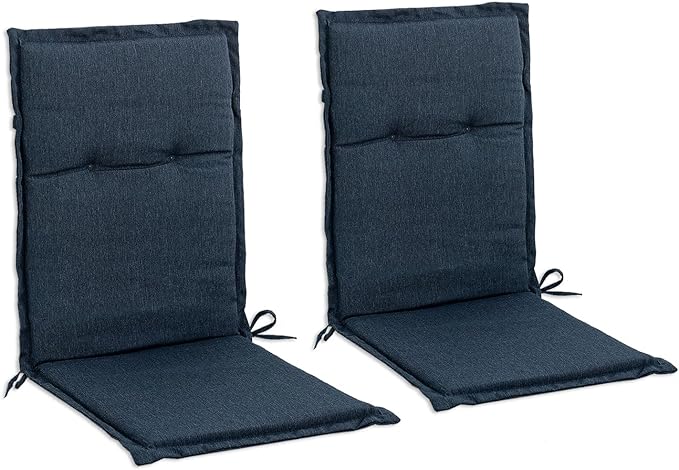 C-Hopetree Indoor High Back Rocking Chair Cushions for Glider and Swivel Rocker, Outdoor Replacement Highback Dining Seat Pads with Back Elastic and Ties, 18" x 42" x 1.5", Navy Blue, Set of 2
