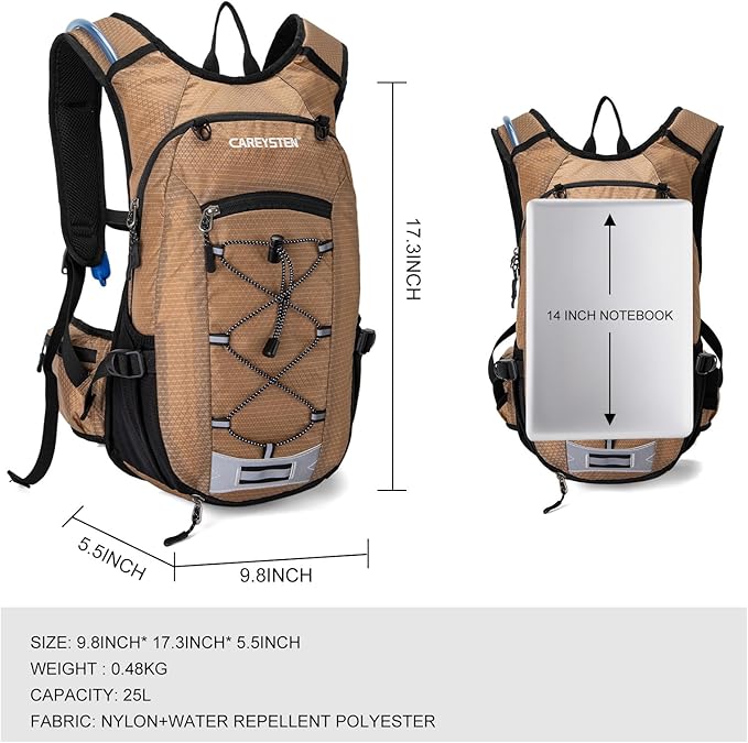 Hydration Backpack Cycling Backpack Women Running Backpack Water Backpack for Hiking Biking Backpack for Men Equipped with 2L Water Bag
