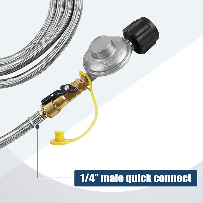 Magula Propane Quick Connect Adapter,1/4 in Propane Gas Grill Regulator with Quick Connect Fittings,Connect 5-50Lb Propane Tank to Grill,for heaters, Grills,Propane Regulator,RV Propane Regulator
