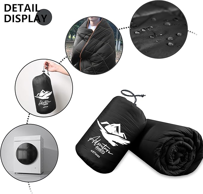 Mini Camping Blanket,Lightweight Puffy Blanket Packable Throw Blanket Waterproof Windproof for Outdoors, Travel, Beach, Airplane, Hiking