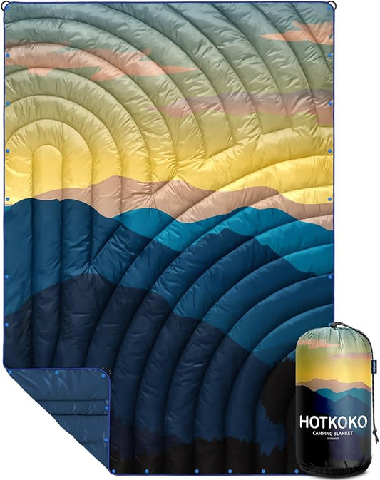 Camping Blanket,Lightweight Puffy Printed Camping Blanket Packable Outdoor Blanket for Camping,Traveling, Stadium, Hiking, Picnics