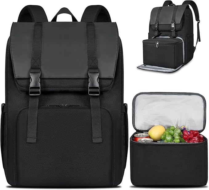 BERTASCHE Lunch Backpack, Laptop Backpack 15.6 inch w/Insulated Cooler Lunch box for Men Women, Vintage Work Backpack for College Business Commuter Travel