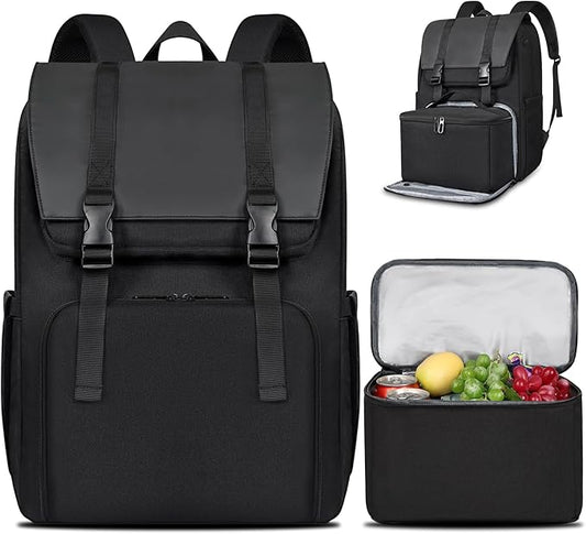 BERTASCHE Lunch Backpack, Laptop Backpack 17.3 inch w/Insulated Cooler Lunch box for Men Women, Vintage Work Backpack for College Business Commuter Travel
