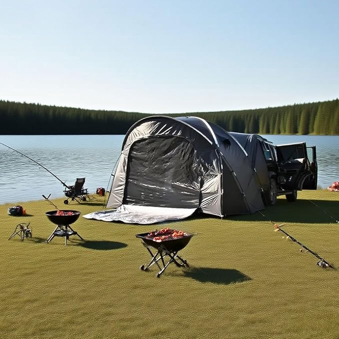 3-4 Person SUV Camping Tent, Arched Design Creates Extra Headroom, PU4000 Waterproof with Mesh Doors – Ideal for Family Camping& Festivals